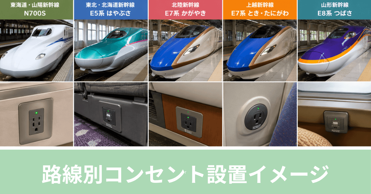 新幹線路線別コンセント設置イメージ