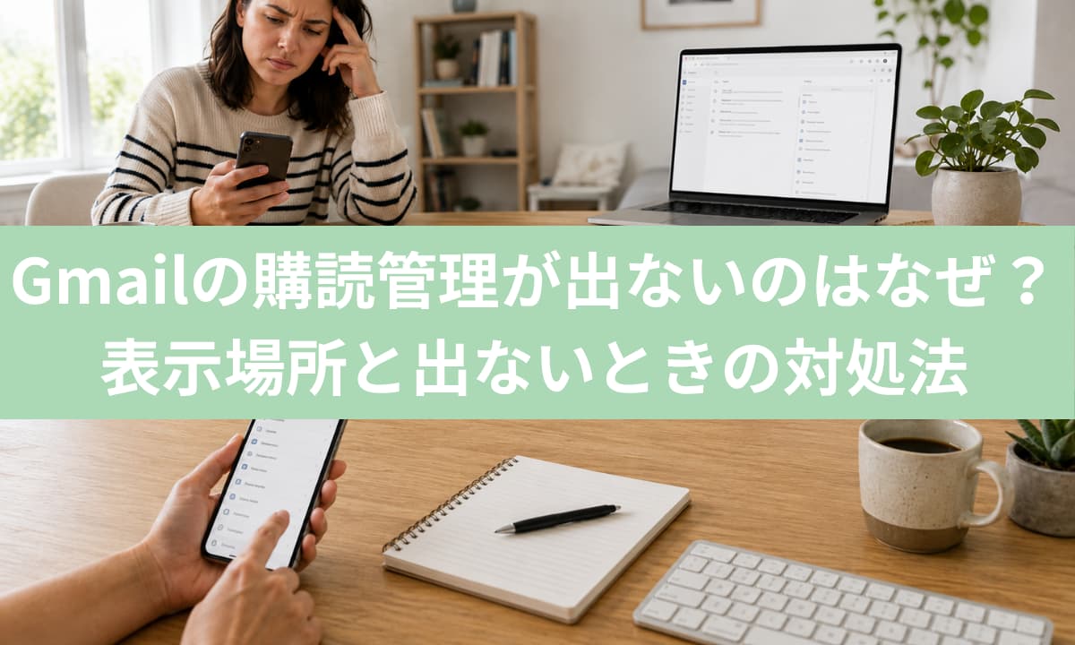 Gmailの購読管理が出ないのはなぜ？表示場所と出ないときの対処法