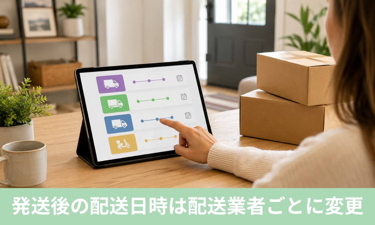 発送後の配送日時は配送業者ごとに変更する
