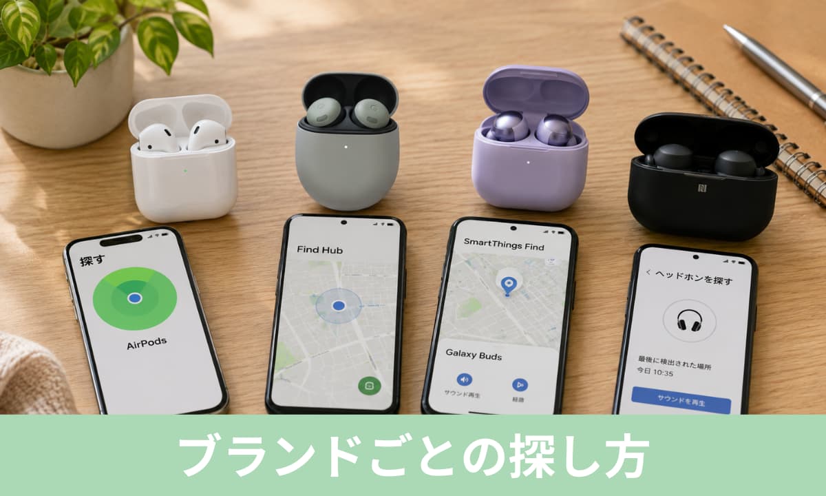AirPods・Pixel Buds・Galaxy Buds・Sonyのイヤホンはどう探す？