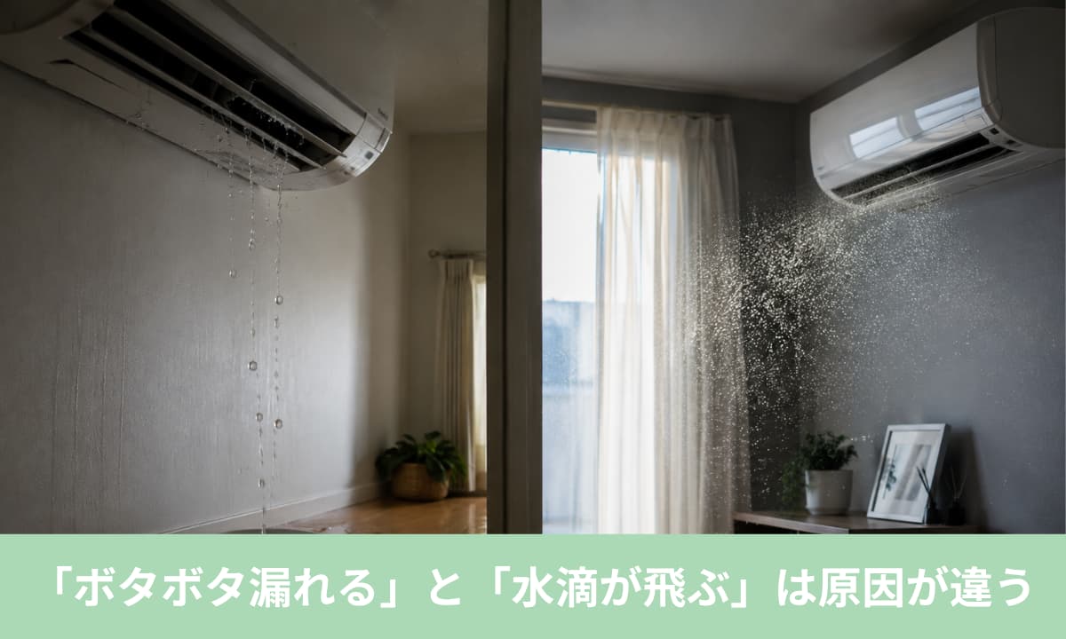 「ボタボタ漏れる」と「水滴が飛ぶ」は原因が違う