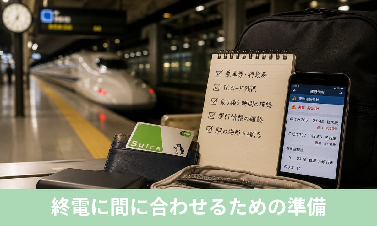 乗り換えの電車に間に合わせるための準備