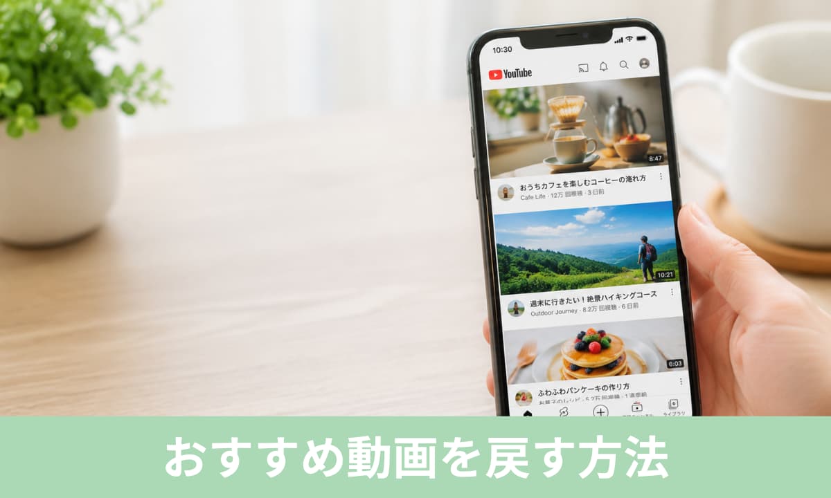 YouTubおすすめ動画を戻す方法